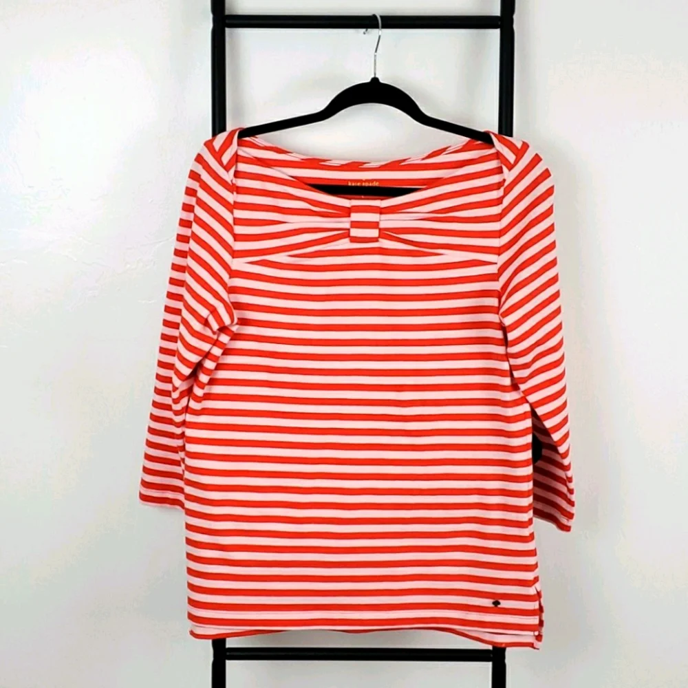 Kate Spade strips long sleeve top blouse size L